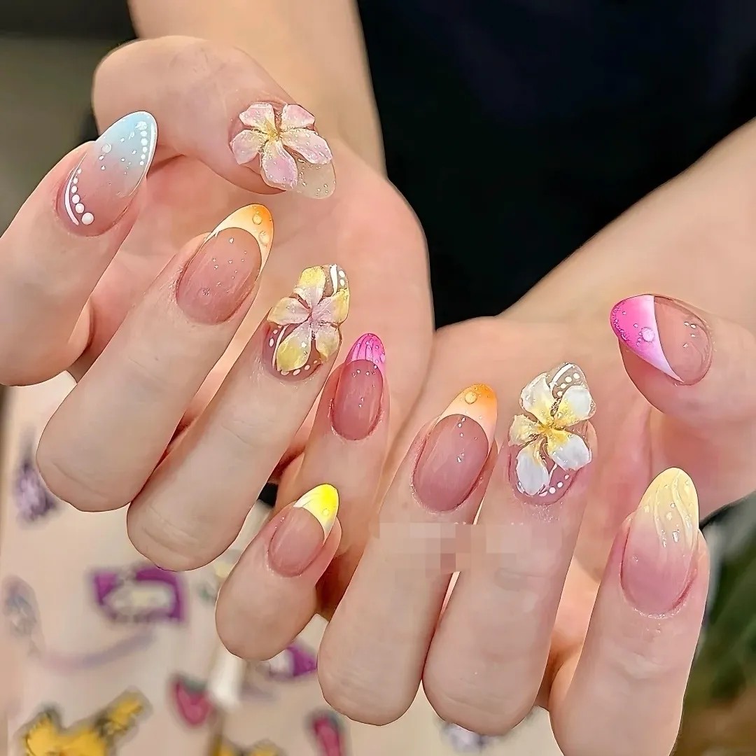 美丽多巴胺纯手工穿戴甲转场短款显白气质纯欲风美甲甲片高级感