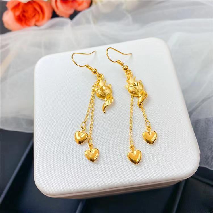 铜合金耳饰 【精品小狐狸流苏耳饰金】金色时尚气质长款耳饰