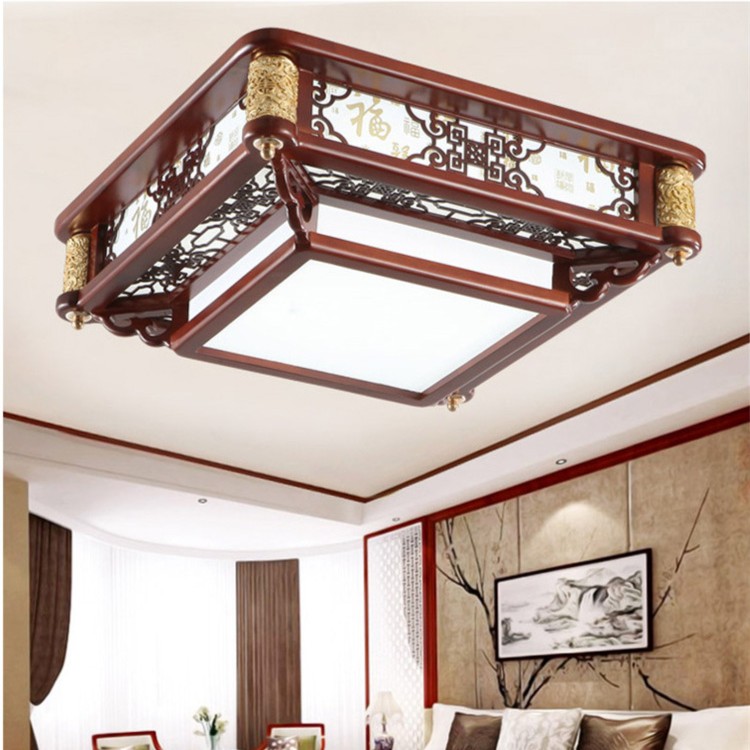 实木新中式客厅吸顶灯2023年新款木艺家用中国风主卧室仿古灯具