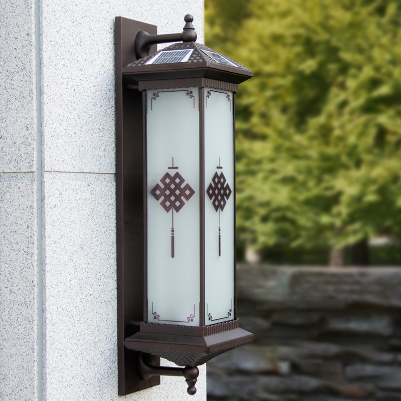 太阳能壁灯户外防水别墅庭院围墙装饰院子外墙柱子室外新中式壁灯