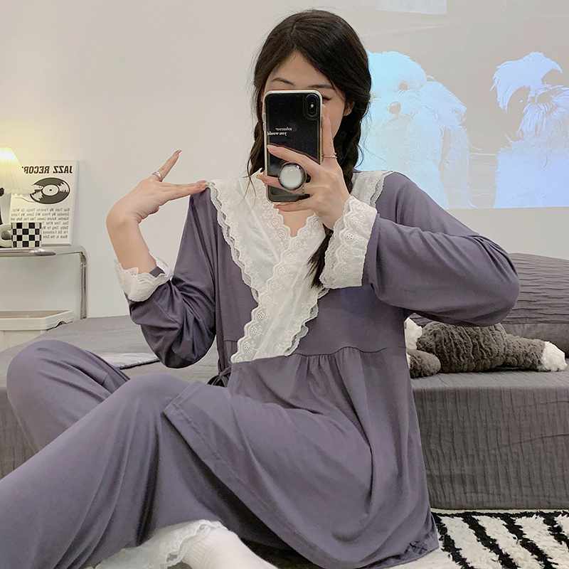 凉感型莫代尔月子服夏季薄款宽松孕妇睡衣哺乳甜美喂奶产妇家居服
