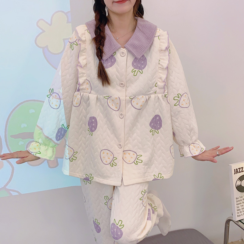 秋冬款空气棉月子服夹层春秋季孕妇哺乳睡衣女怀孕产妇喂奶家居服