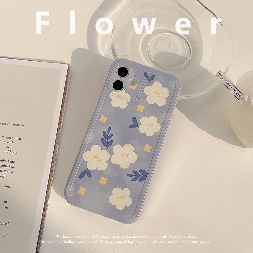 ins复古花苹果15手机壳iPhone13/14/12/11全包Promax软套适用华为