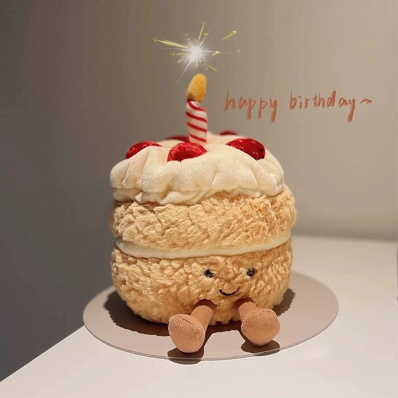 创意JELLYCAT生日蛋糕小抱枕会唱歌毛绒玩具趣味搞怪生日玩偶礼物