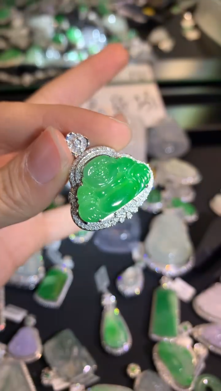 【闪购商品】翡翠吊坠18K金镶嵌佛公