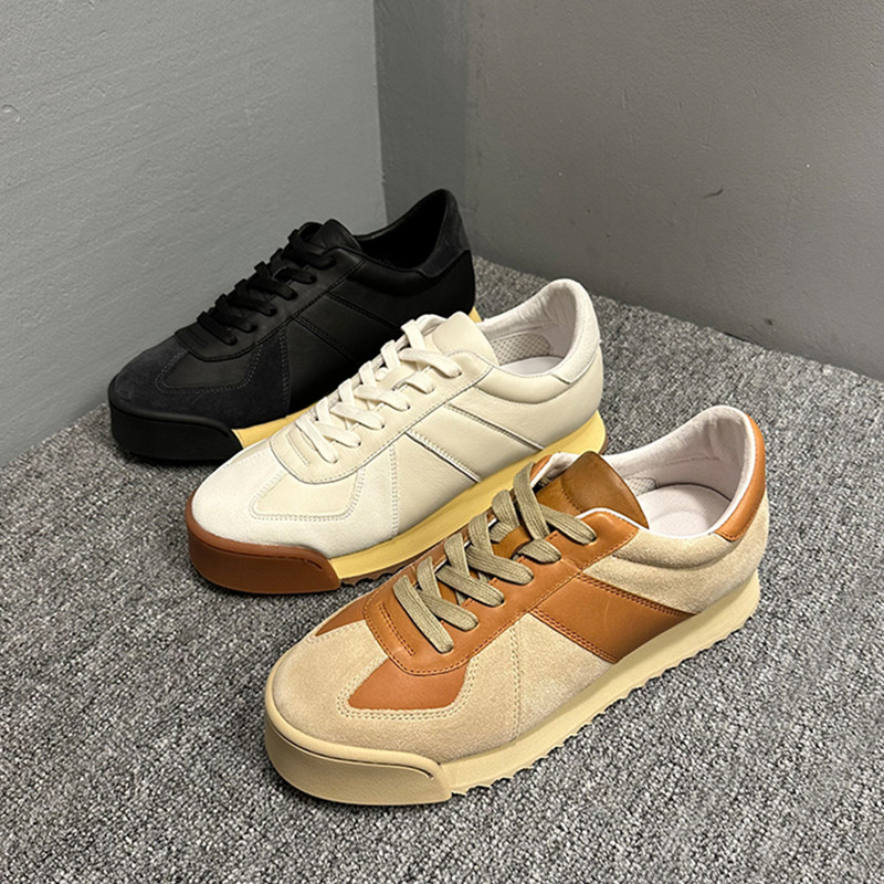 潮牌日系阿甘鞋男夏季新款潮流德训鞋真皮运动板鞋复古休闲小白鞋