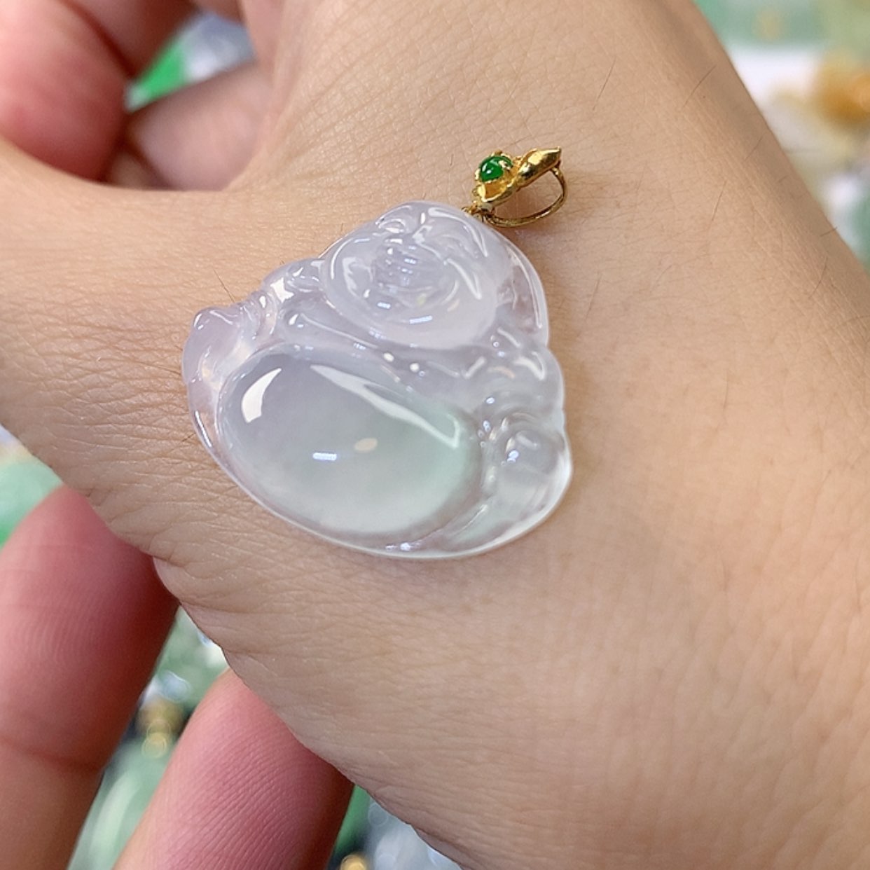 【闪购商品】翡翠吊坠(不含链)18K金镶嵌