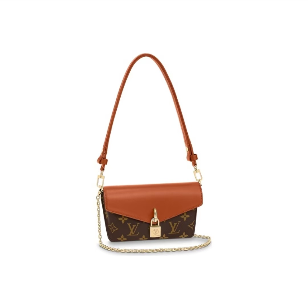 95新 LouisVuitton/路易威登 奢100严选老花拼焦糖 锁头包 眼镜包