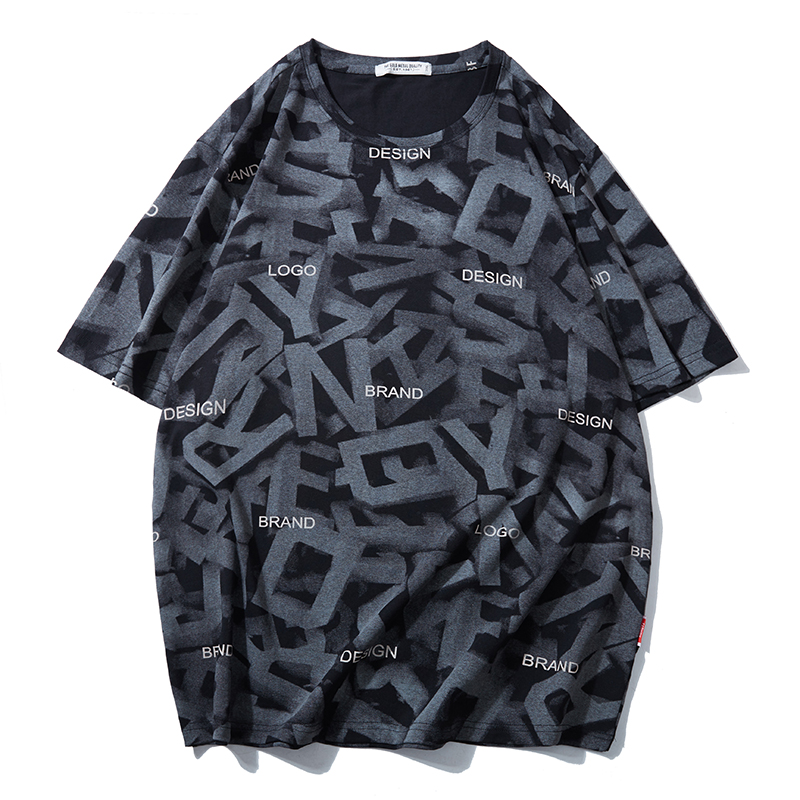 LIUGEJIA/六个加清仓大码宽松休闲加肥加大匹印花ins圆领T恤T1909