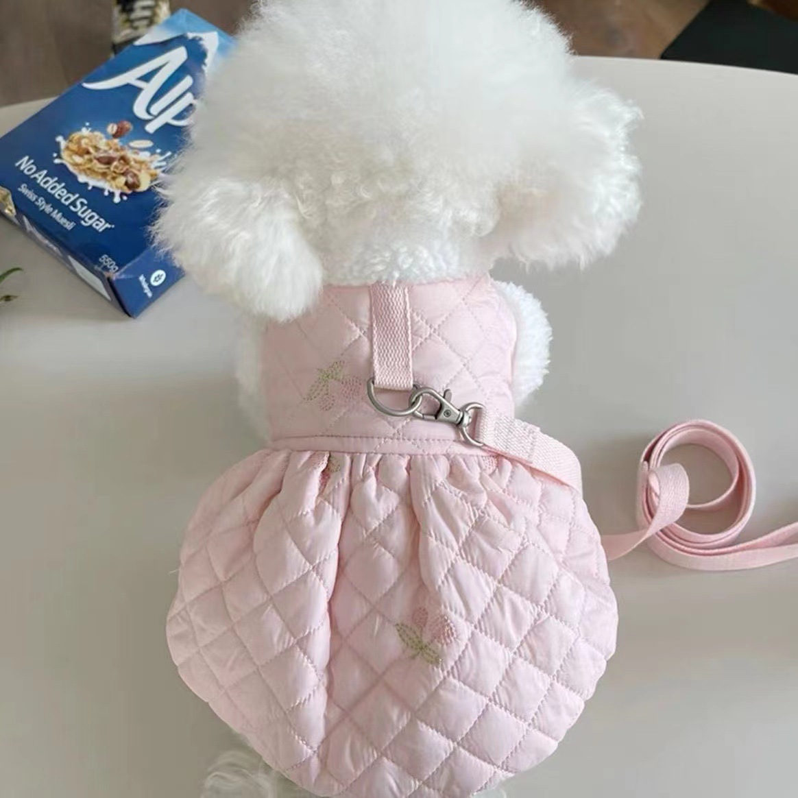 宠物衣服秋冬新款加绒夹棉牵引扣马甲泰迪比熊狗狗猫咪加厚外出款