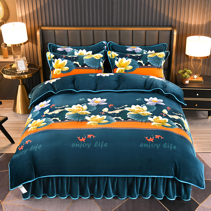 1米8被子专用款[加厚牛奶绒]四件套粉丝特订款四件套毛绒被双面绒