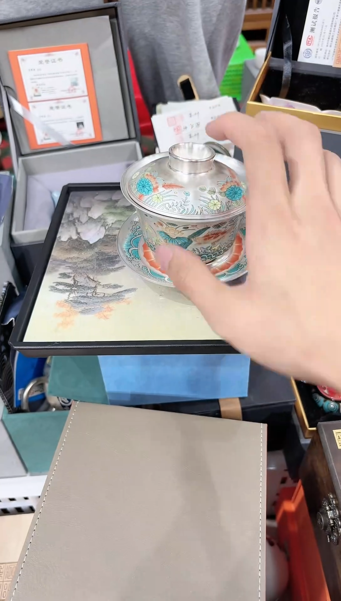 【闪购商品】密胺罐鱼藻纹盖碗