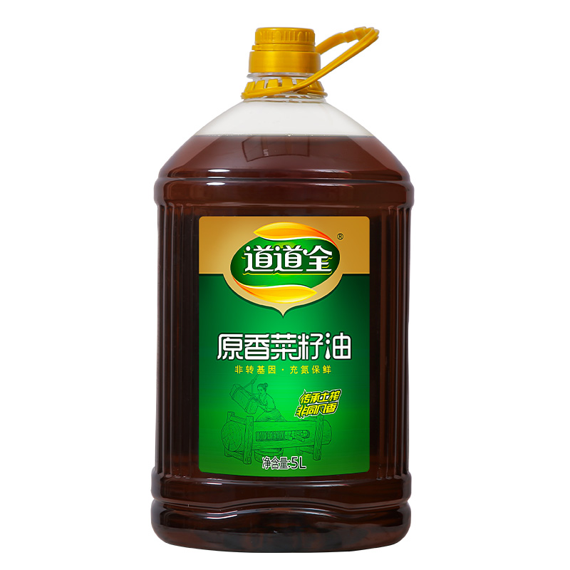 道道全原香菜籽油5L9.2斤纯非转基因大桶家庭食用油纯正食用油