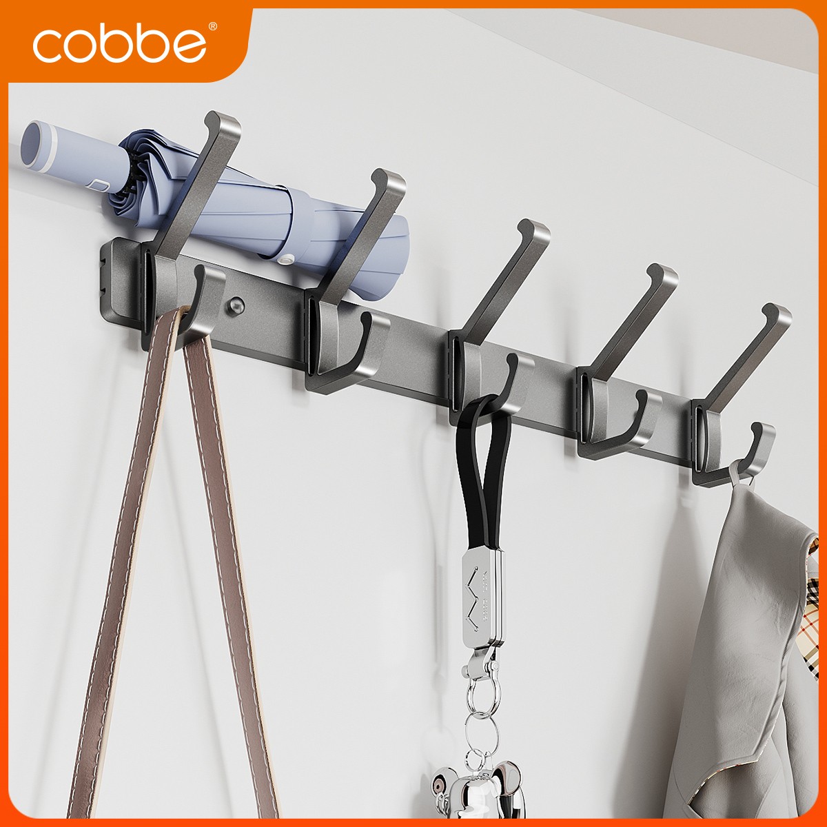 卡贝浴室免打孔挂钩卫生间墙上挂衣架壁挂式玄关门后衣帽挂钩排钩