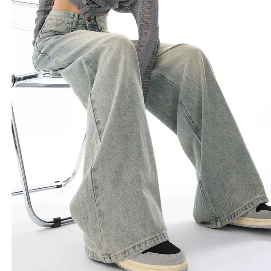 直播专用链接①新款牛仔裤女高腰显瘦垂感拖地窄版复古直筒阔腿裤