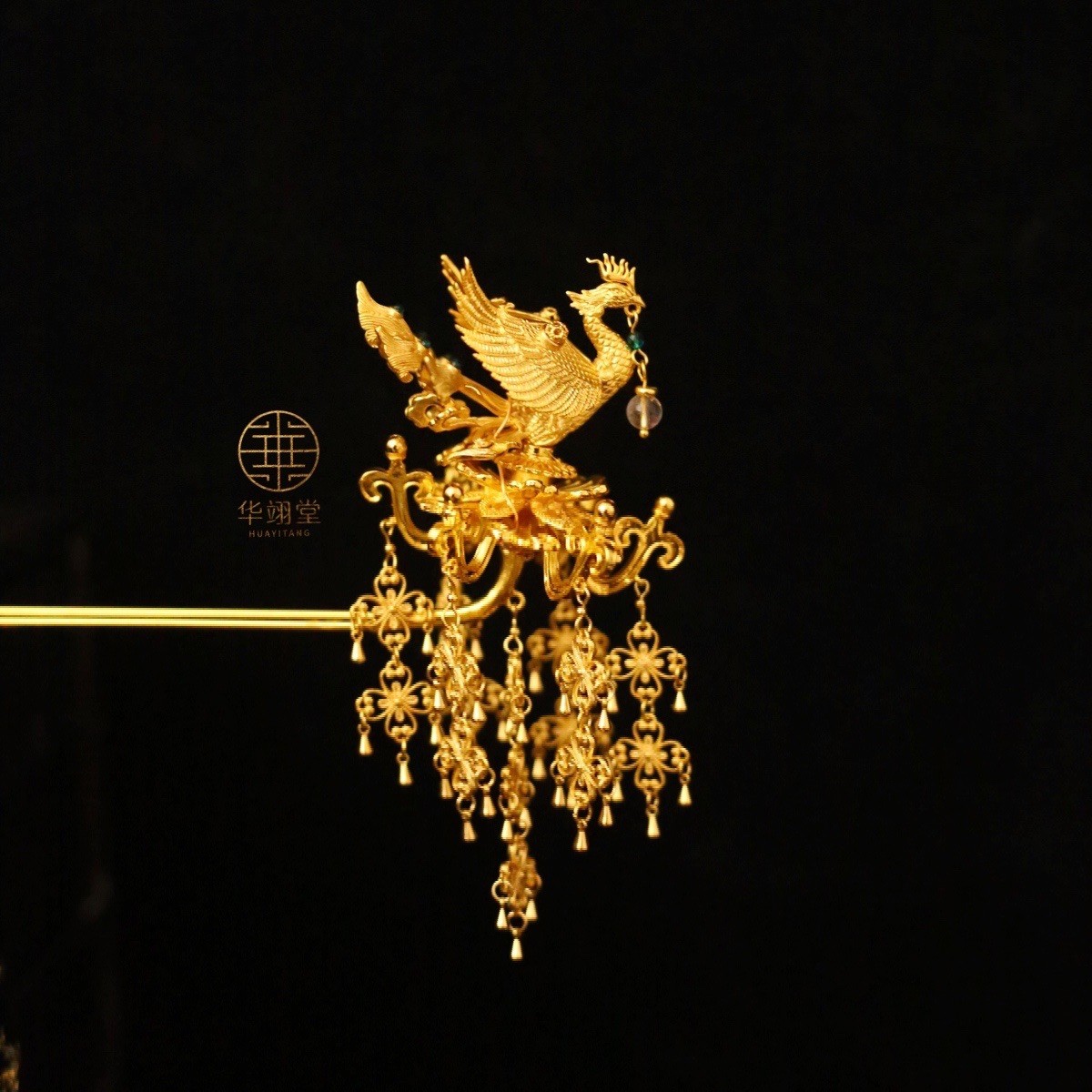 铜合金婚庆饰品 华翊堂原创设计国风战国风异域风孔雀流苏对钗