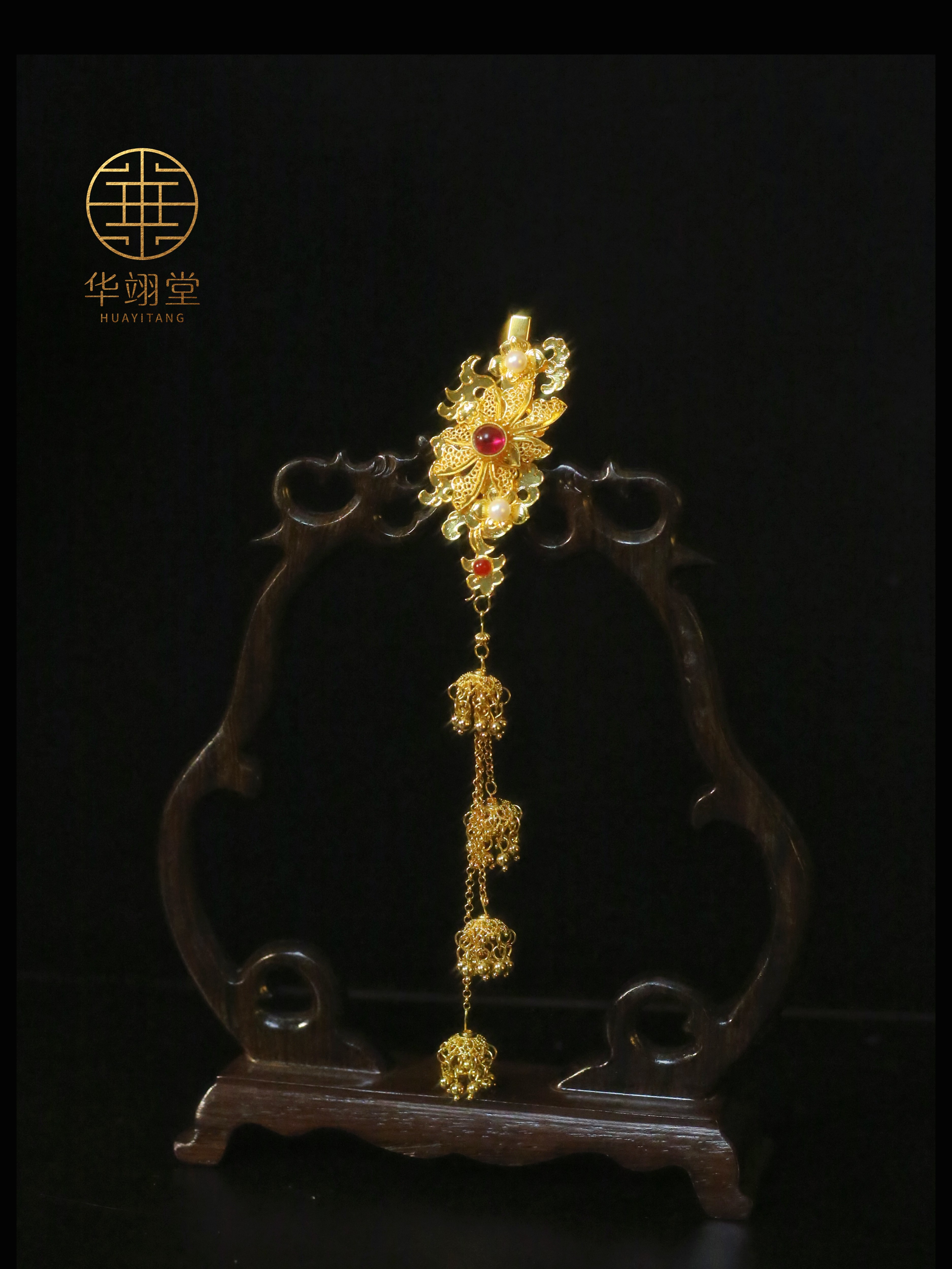 铜合金婚庆饰品 华翊堂原创蹭易梦玲热度国风流苏可拆卸发夹时尚