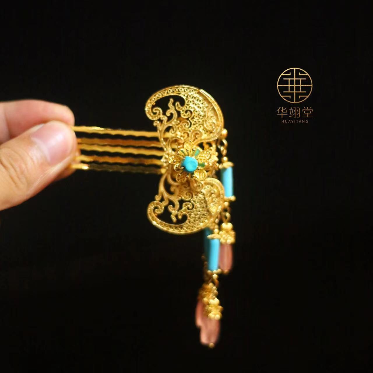 华翊堂原创中式手工百搭国风发簪汉服旗袍配饰日常簪发福福发梳