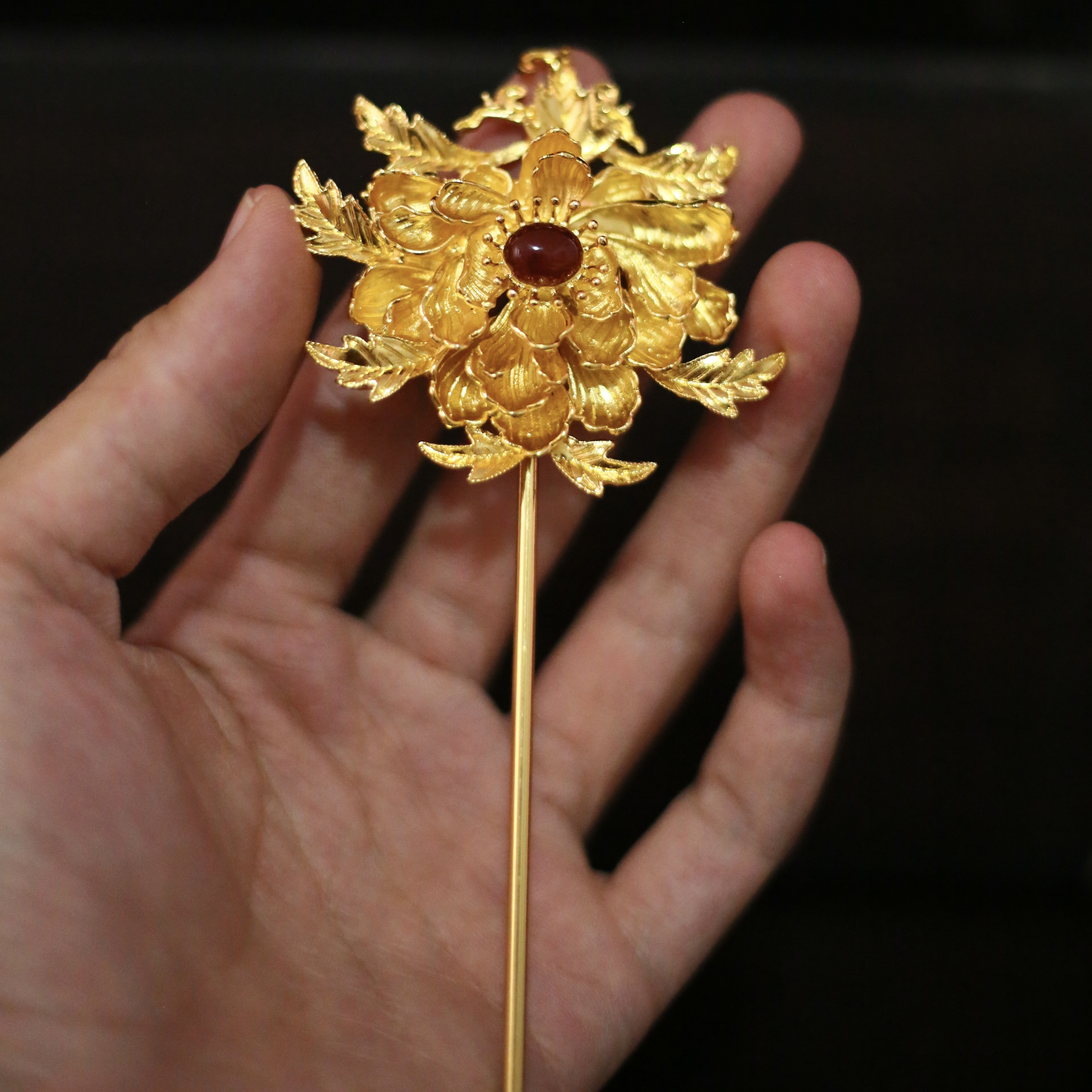 华翊堂复原镶宝石汉服配饰轻奢新款发钗发簪富贵牡丹