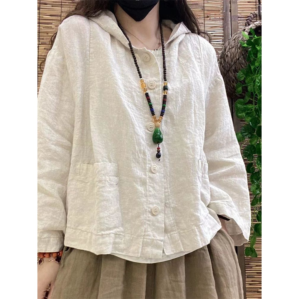 质连帽复古色口袋短款外套春秋新款宽松大码显瘦休闲帽衫上衣潮