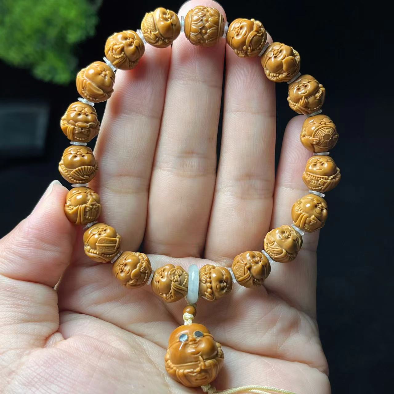 猴头核桃 1.1暴富弥勒镶嵌黑眼镜 手串 