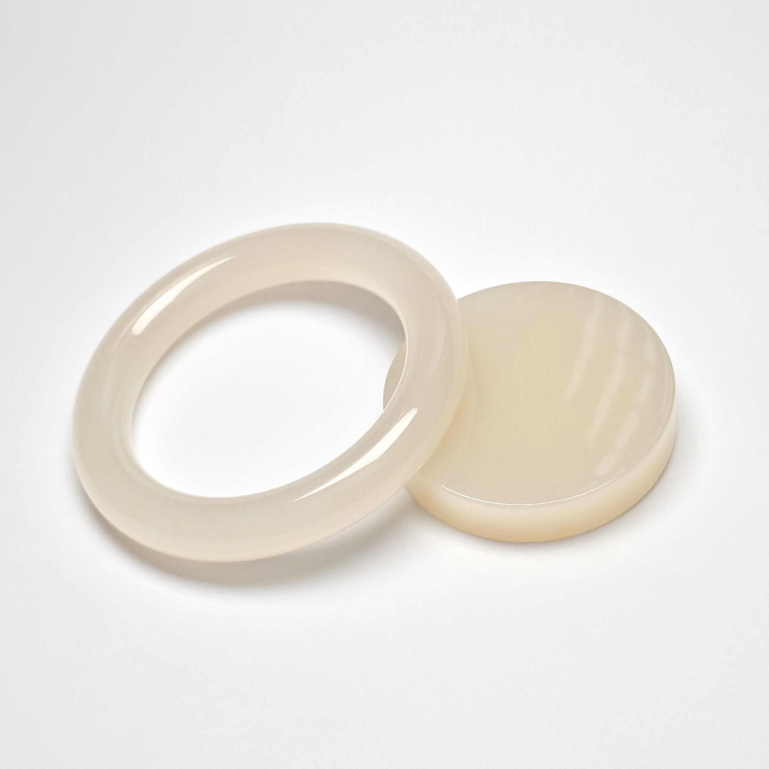 【坤玉风扬】和田玉冰藕粉手镯镯心套装温柔气质精美冰透