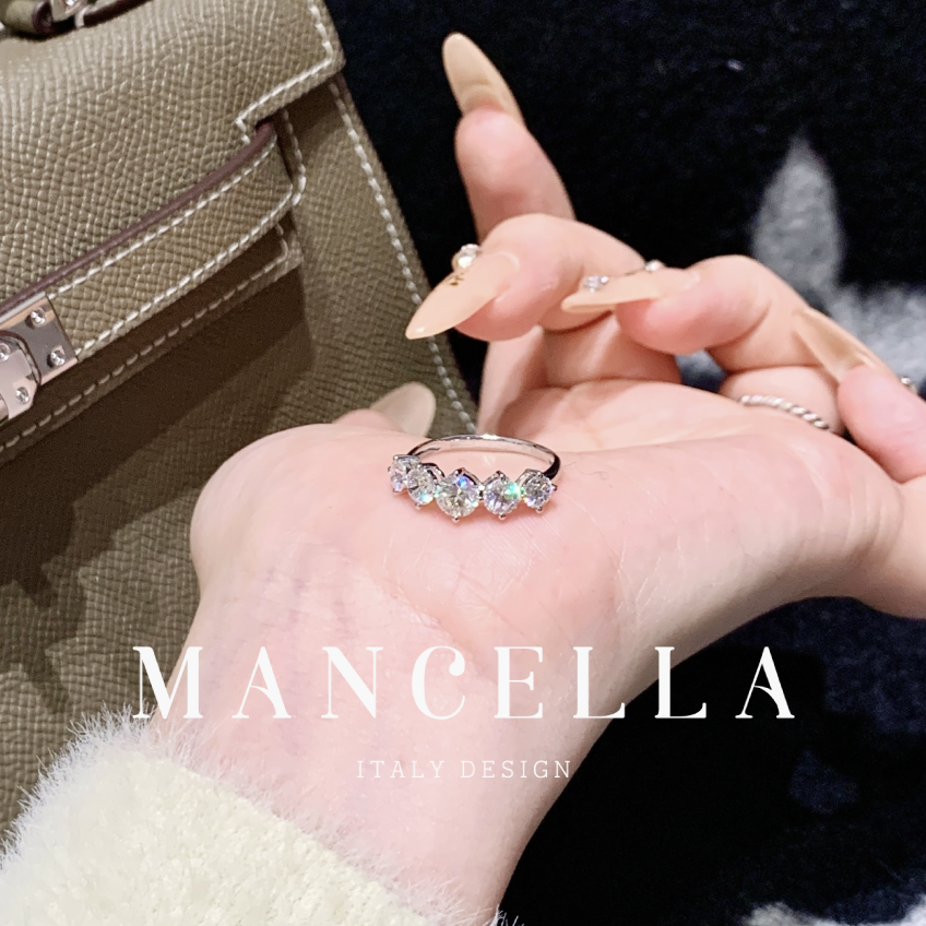 【合成/培育】曼契拉【1.5克拉五公主戒指】18k仙女公主排钻戒指 K54