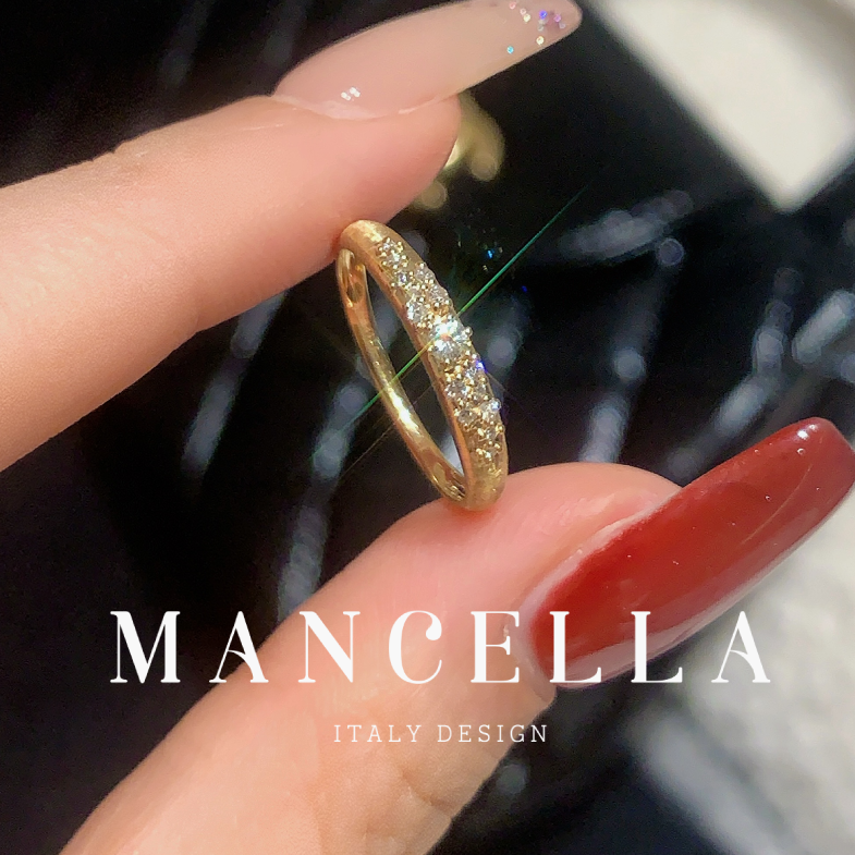 曼契拉  18k【满天星拉丝钻石戒指】轻奢简约精致天然钻石戒指 K34