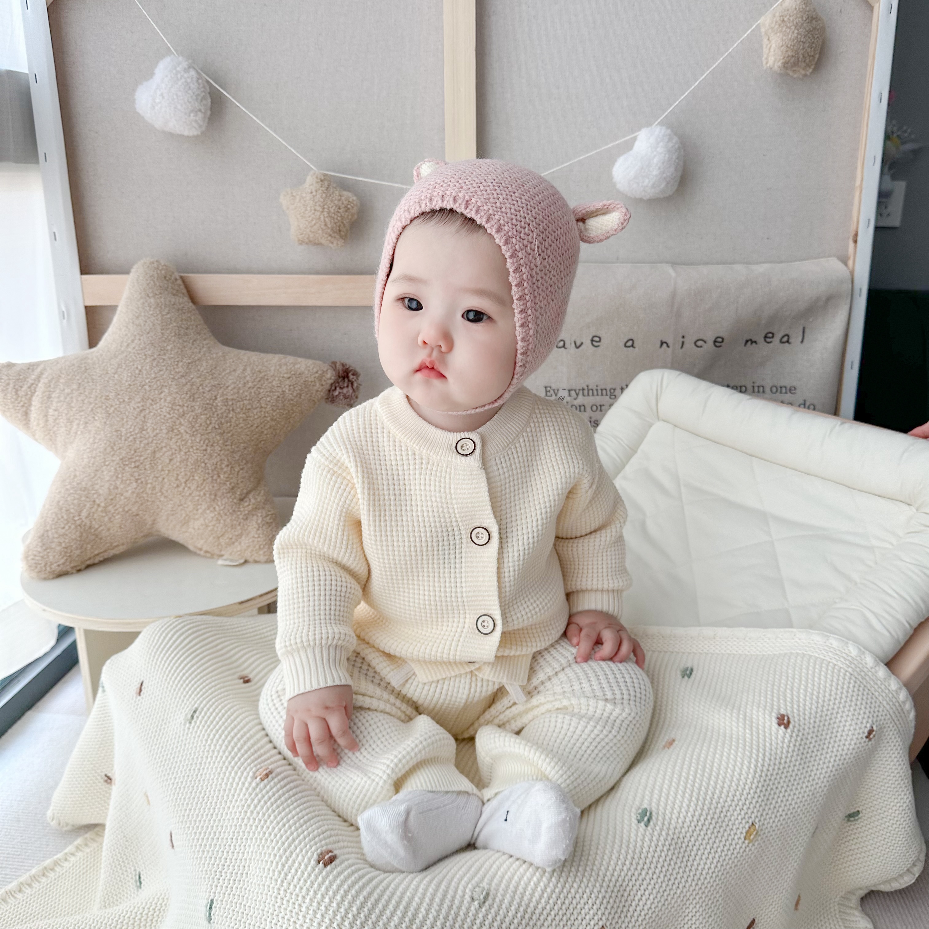 高品质宝宝洋气秋冬婴儿针织二件套毛衣开衫衣服套装儿童秋装套装