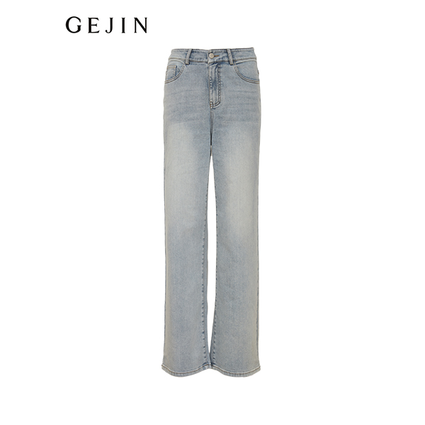 GEJIN/歌锦新款轻奢时尚休闲高腰头直筒阔腿牛仔裤9222433104
