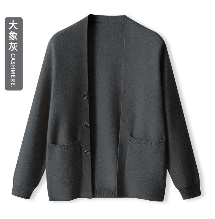 男士秋冬新款四平加厚山羊绒外套开衫百搭*假扣*100%纯山羊绒HH01