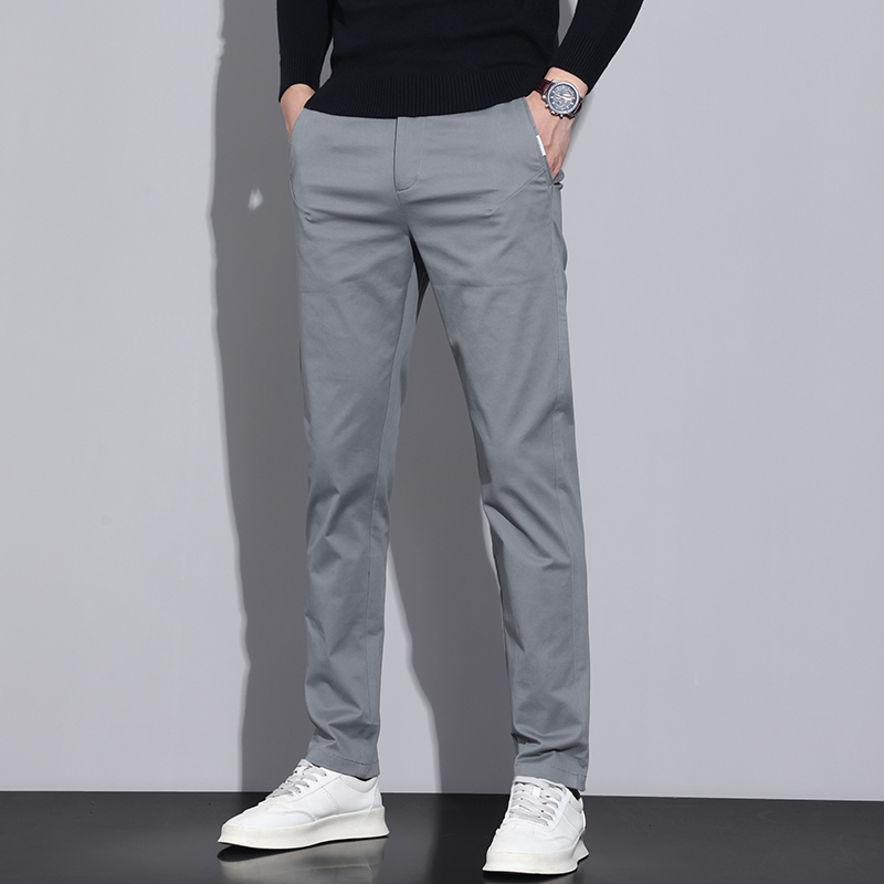 2025新款轻奢纯棉男士休闲裤秋冬宽松休闲百搭厚款弹力直筒西裤男