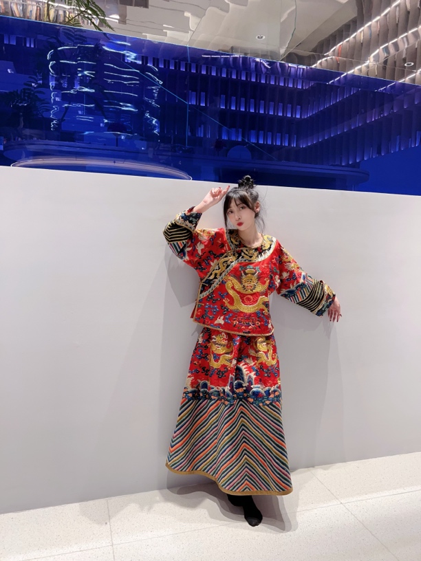 衣最芳绣老绣盘金龙袍手工刺绣套装圆领斜襟款红色传统no退no换