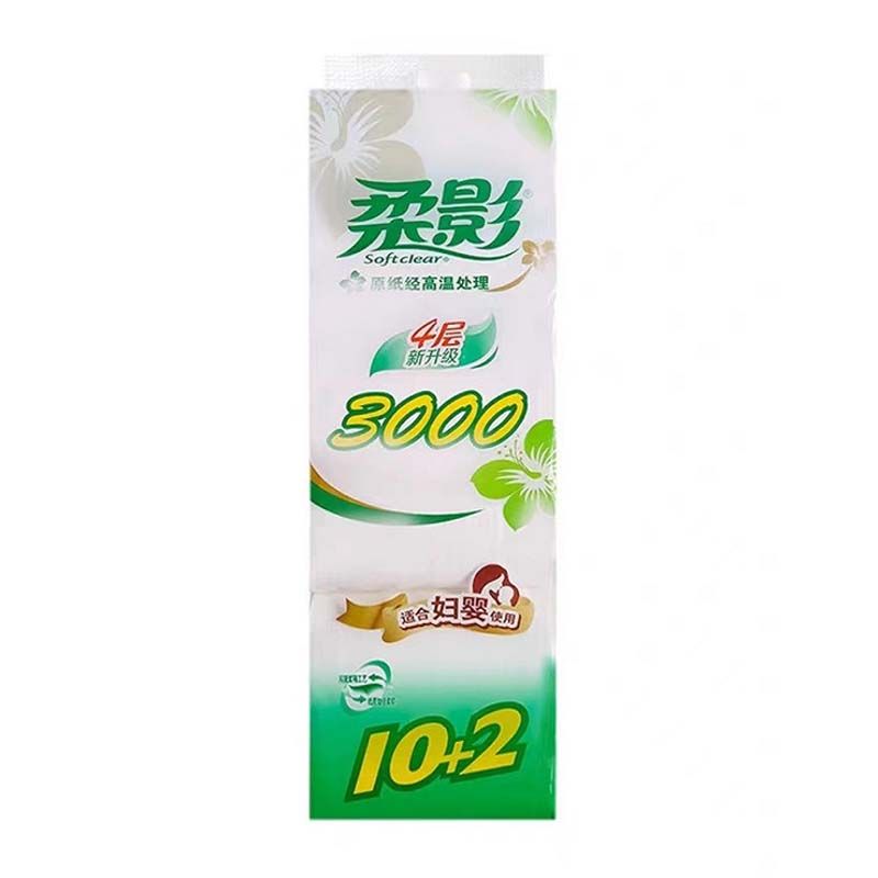 柔影12卷四层长卷纸卫生纸3000g/提