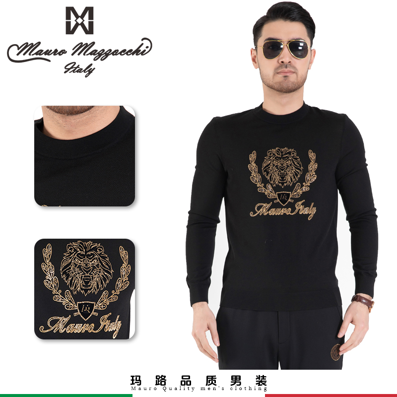 Mauro/玛路男士圆领毛衫纯绵羊毛针织时尚休闲舒适透气秋冬季4302