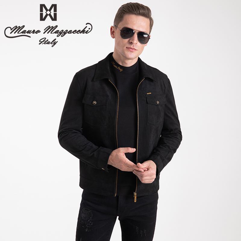 Mauro/玛路男士翻领夹克休闲男外套简约时尚舒适修身防风秋冬2014