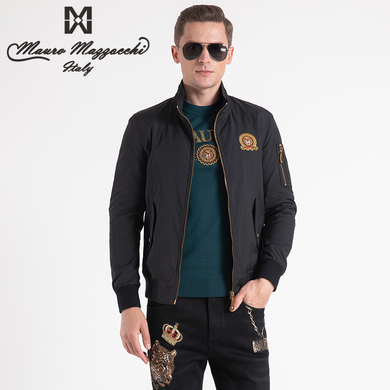 【专柜断码】玛路刺绣烫钻男士外套男款立领棉服一款两色秋冬季5301