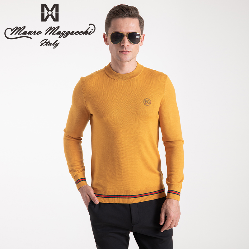 Mauro/玛路男士圆领毛衫高支羊毛针织时尚休闲舒适透气秋冬季4007