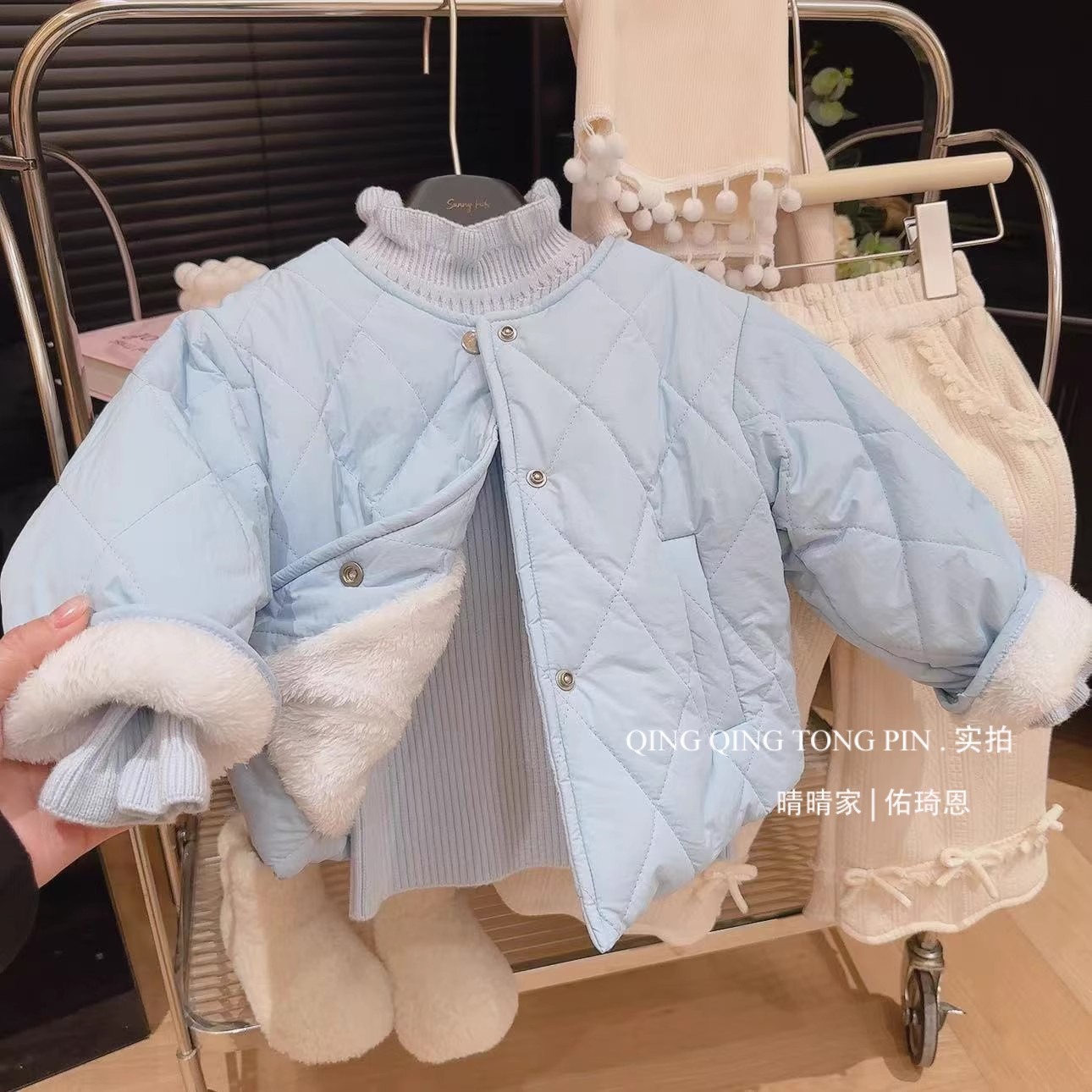 女童冬季韩版外套儿童2024冬装新款洋气宝宝洋气加绒加厚棉服棉衣
