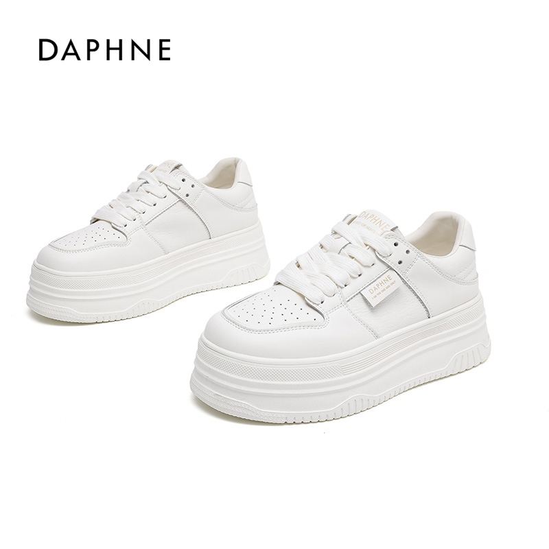 达芙妮厚底小白鞋女2025年夏季新款真皮板鞋松糕鞋百搭休闲运动鞋