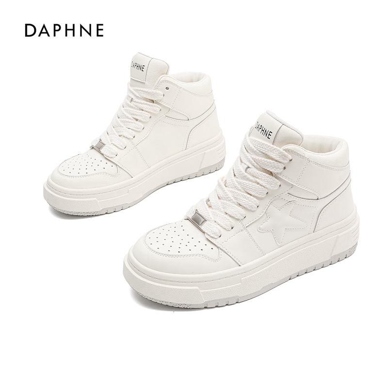 Daphne/达芙妮小白鞋女夏季小众高帮板鞋2025新款百搭休闲运动鞋