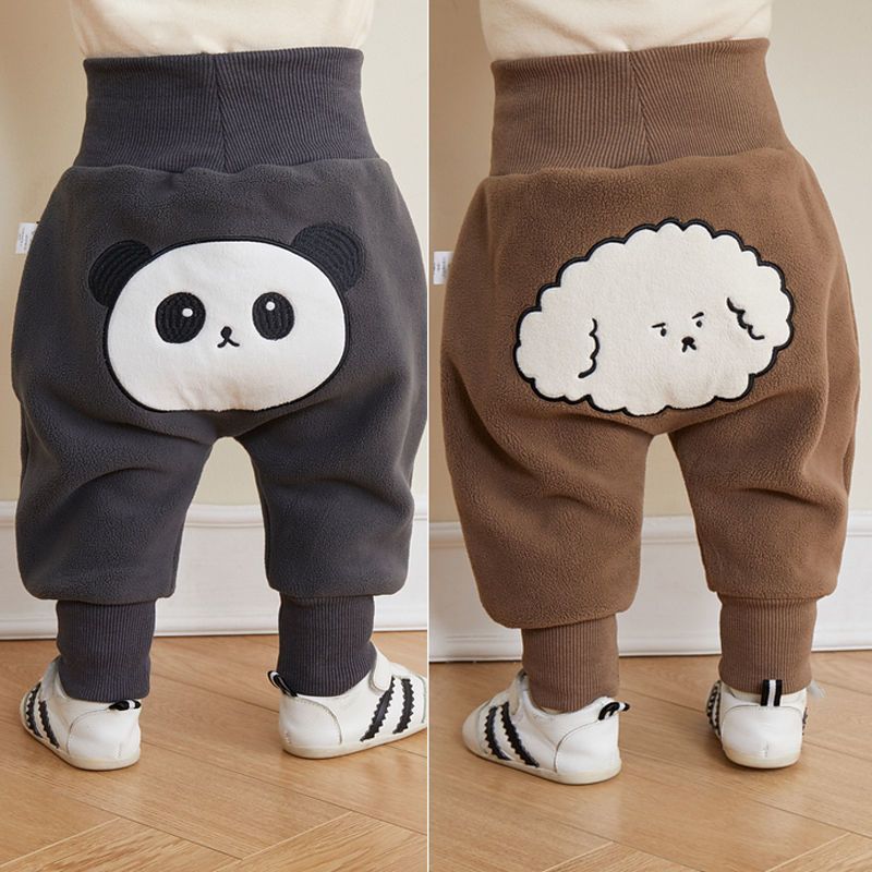 么么新款婴幼儿加绒加厚裤子宝宝秋冬外穿高腰护肚裤男女小童保暖