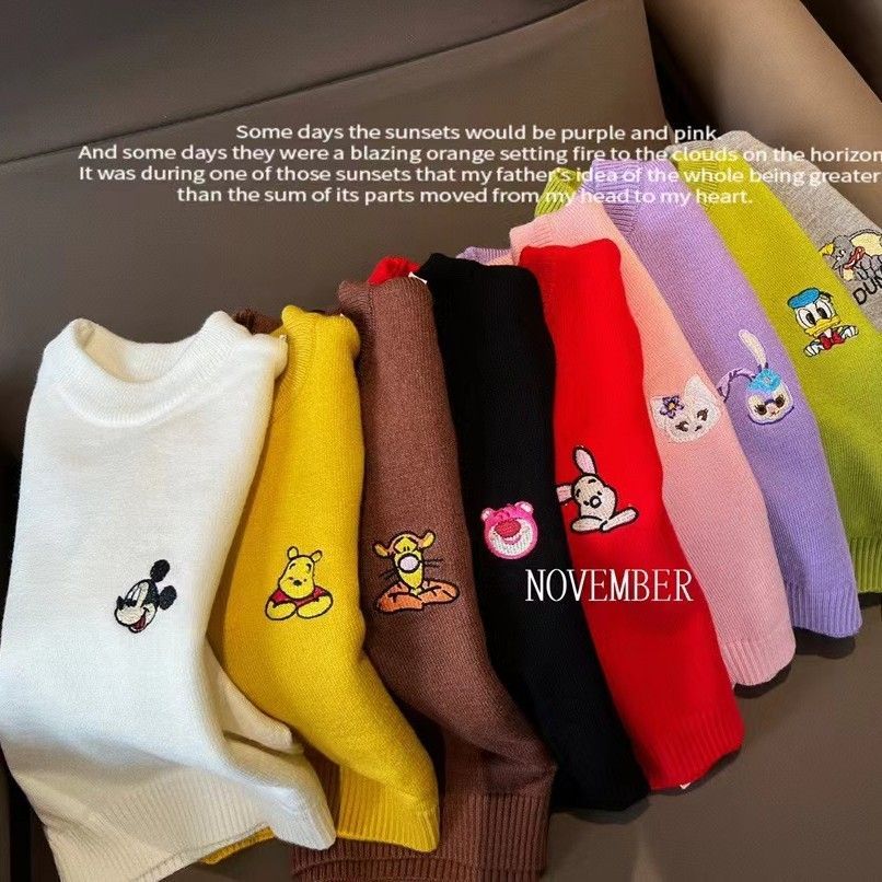 么么新款儿童针织衫2024秋冬季男童女童糖果色套头长袖毛衣宝宝卡