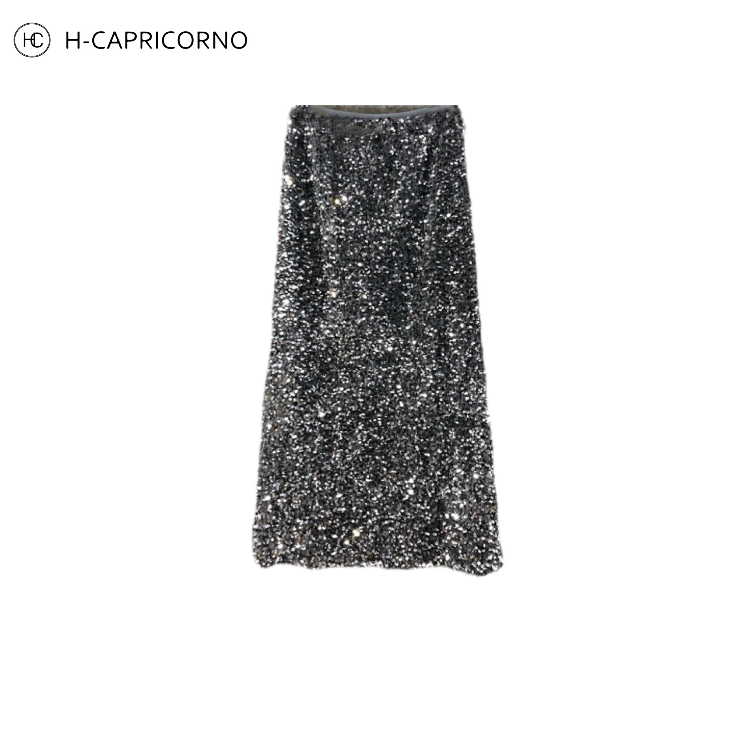 H-CAPRICORNO经典万能搭闪耀高定秀场光感丝绒轻奢亮片直筒女半裙