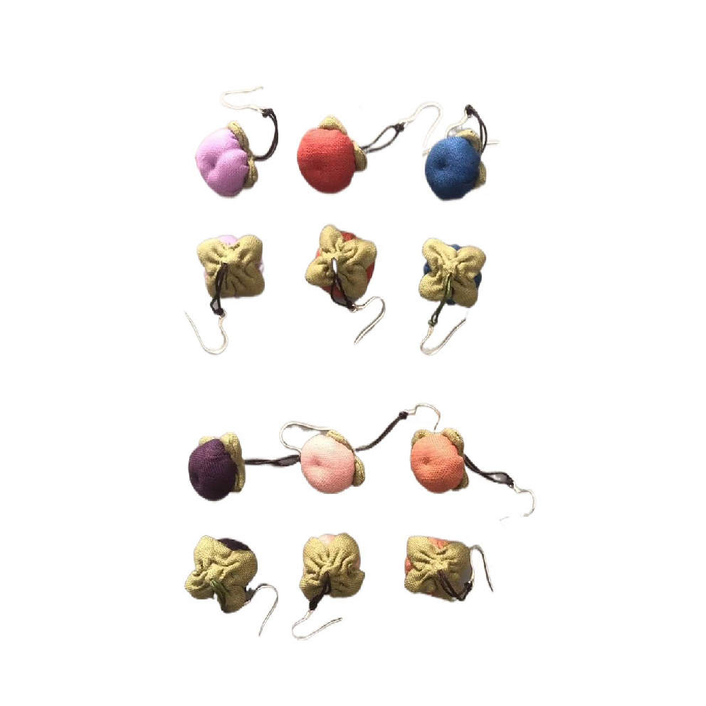 非金属布艺耳饰 秋冬新款 柿子耳环 手作布艺成品