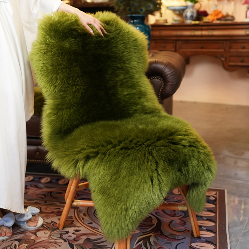 松石绿真羊皮草垫（送3年养护）