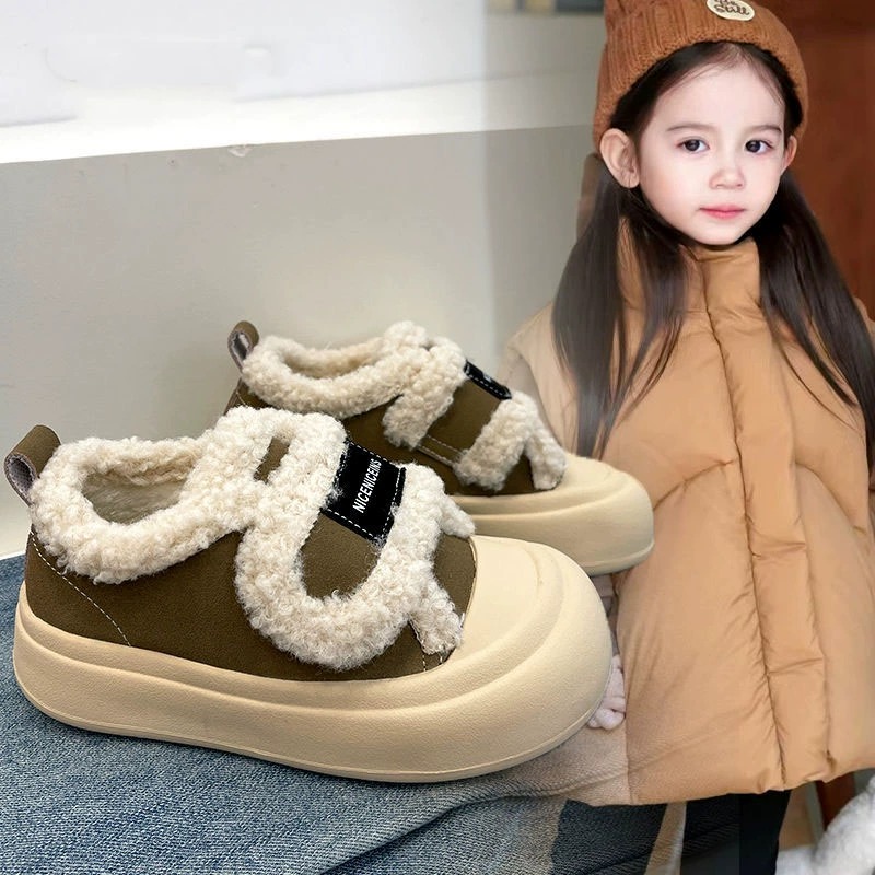 回力瑞儿童棉鞋2023冬季新款女童板鞋男童复古魔术贴加绒休闲鞋子