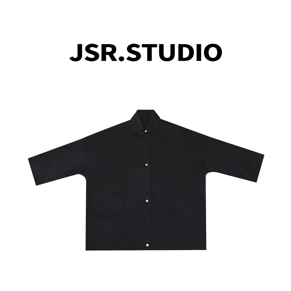 JSR studio 【日不落】黑色高级宽松翻领极简时尚大牌设计风衣女