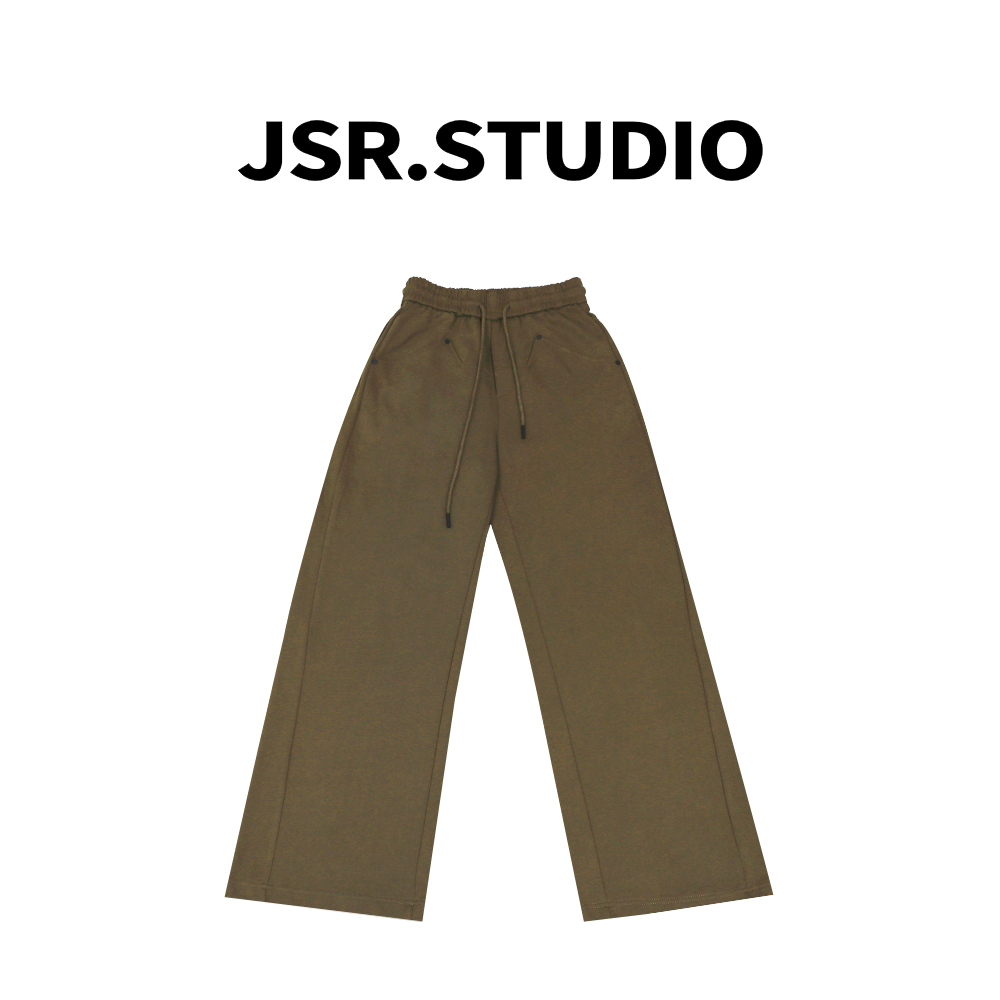 JSR studio 【拖地裤】简约直筒松紧高腰抽绳长裤女卫裤显瘦纯色