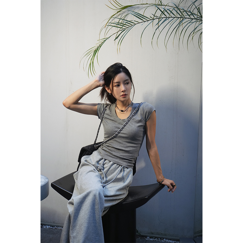 然然私服早秋新款【长腿秘籍】直筒裤女士松紧腰宽松休闲裤子